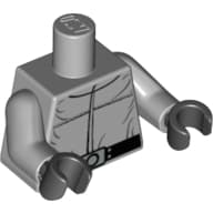 Torso, Jumpsuit, Wrinkly, Black Belt and Silver Buckle Print, Light Bluish Gray Arms, Black Hands