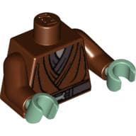 Torso Jedi Robe, Silver Snaffle Bit Buckle Print (Kit Fisto), Reddish Brown Arms, Sand Green Hands