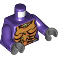 Torso Gold Body Armor with Amulet Print, Dark Purple Arms, Dark Bluish Gray Hands