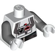 Torso Armor with Chest Panel with Buttons and Tubes Print (AT-AT Driver), Dark Bluish Gray Arms, White Hands