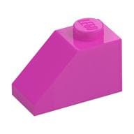 Brick Sloped 45° 2 x 1 with Bottom Pin em Rosa escuro