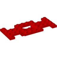 Vehicle Base 4 x 10 x 2/3 with 2 x 2 Recessed Center with Center Hole, 1 x 2 Cutouts (Early Version) em Vermelho