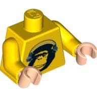 Torso, Chimpanzee with Silver Headphones Print, Yellow Arms, Light Nougat Hands