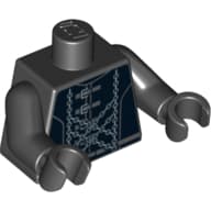 Torso, Jacket with Dark Bluish Gray Buckles and Silver Chains Print, Black Arms and Hands
