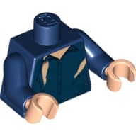 Torso, Cardigan Ripped with White Undershirt Print, Dark Blue Arms, Light Nougat Hands