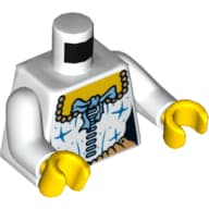 Torso, Corset and Medium Blue Ribbon Print, White Arms, Yellow Hands