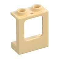 Window 1 x 2 x 2 Plane, Hollow Studs, Single Hole Top and Bottom for Glass em Bege