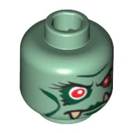 Minifig Head Troll Queen, Red Eyes, Dark Green Lips and Lower Fangs Print [Blocked Open Stud]