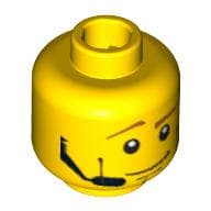 Minifig Head Agent Swipe, Male, Brown Eyebrows, White Pupils, Vertical Cheek Lines, Headset Print [Blocked Open Stud]