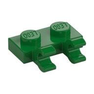 Plate Special 1 x 2 with Clips Horizontal [Open O Clips] em Verde