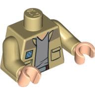 Torso Shirt Open with Pockets and Gray T-Shirt Print (Captain Antilles), Tan Arms, Light Nougat Hands