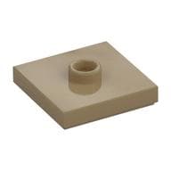 Plate Special 2 x 2 with Groove and Center Stud (Jumper) em Bege escuro