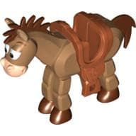 Animal, Horse 'Bullseye' with Tan Face, Dark Orange Saddle, Dark Brown Mane, Tail, Hooves Print em Nougat médio