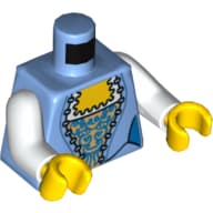 Torso, Corset with Gold and Blue Print, White Arms, Yellow Hands