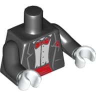 Torso Jacket, White Shirt and Red Bow Tie and Cummerbund Print, Black Arms, White Hands