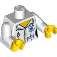 Torso, Shirt, with Open Collar and Fob Watch Print, White Arms, Yellow Hands