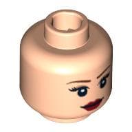 Minifig Head Leia / Boushh / Princess Tamina, Eyelashes, Eye Shadow, Dark Red Lips, Smile / Frown Print