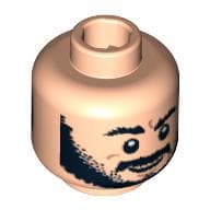 Minifig Head Sheik, Beard, Bushy Eyebrows, Grin / Worried Print