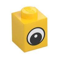 Brick 1 x 1 with Simple Black Eye with White Pupil Print em Amarelo