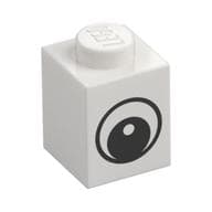 Brick 1 x 1 with Simple Black Eye with White Pupil Print