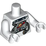 Torso Spacesuit with Space Logo and Tubes Print, White Arms and Hands