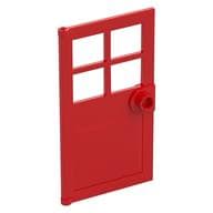 Door 1 x 4 x 6 with 4 Panes and Stud Handle em Vermelho