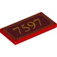 Tile 2 x 4 with Yellow '7597' and Fancy Outline Print