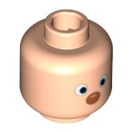 Minifig Head, White Eyes, Black Pupils and Red Nose Print