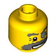 Minifig Head Explorer, Monocle on Chain and Bushy Dark Bluish Gray Eyebrows and Moustache Print [Blocked Open Stud]