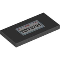 Tile 2 x 4 with White License Plate with 'TOY2791' Print