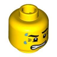 Minifig Head Weightlifter, Dripping Sweat, with Clenched Teeth and Crow's Feet Print [Blocked Open Stud]