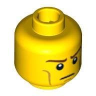 Minifig Head Elf, Long Brown Eyebrows and Light Brown Cheek Lines Print [Blocked Open Stud]