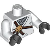 Torso Brown Rope, Gold Lion Medallion and Gray Undershirt Print, White Arms, Black Hands