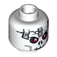 Minifig Head Frakjaw, Cracked Skull with Metal Plates Print [Blocked Open Stud]