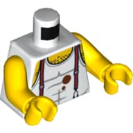 Torso, Tank Top with Suspenders, Mud and Hairy Chest Print, Yellow Arms and Hands