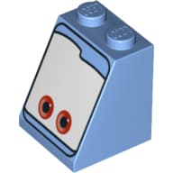 Brick Sloped 65° 2 x 2 x 2 with Eyes, Red on White Background Print (Guido)