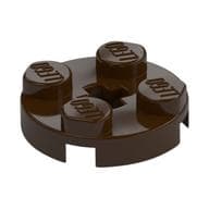 Plate Round 2 x 2 with Axle Hole Type 1 (+ Opening) em Marrom escuro