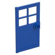 Door 1 x 4 x 6 with 4 Panes and Stud Handle em Azul