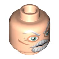 Minifig Head Ki-Adi-Mundi, Large Eyes, White Eyebrows, Beard and Mustache Print [Blocked Open Stud]