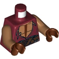 Torso Torn Tunic with Bare Chest and Dark Brown Belt Print, Medium Nougat Arms, Reddish Brown Hands