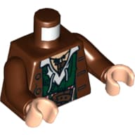 Torso Jacket over Dark Green Vest and White Shirt Print, Reddish Brown Arms, Light Nougat Hands