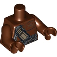 Torso Bare Chest with Dark Tan and Dark Bluish Gray Belts Print, Reddish Brown Arms and Hands
