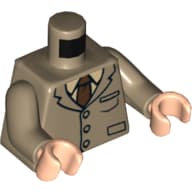 Torso, Suit Jacket with Tie, 3 Buttons and Pockets Print, Dark Tan Arms, Light Nougat Hands