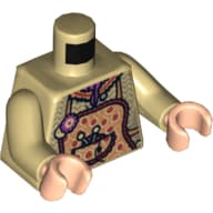 Torso Apron with Flowers and Wool and Knitting Needles in Pocket Print, Tan Arms, Light Nougat Hands
