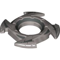 Ring 4 x 4 with 2 x 2 Hole and 4 Arrow Ends with Black Spikes Print (Ninjago Spinner Crown)