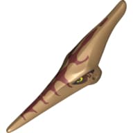 Animal Body Part, Dinosaur, Pteranodon Head with Eyes and Dark Red Stripes Print