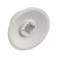 Train Wheel Small, hole notched for wheels holder pin em Branco