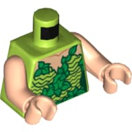 Torso, Dress with Plant Foliage, and Light Nougat Neck Print, Light Nougat Arms and Hands