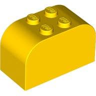 Brick Curved 2 x 4 x 2 Double [Plain] em Amarelo