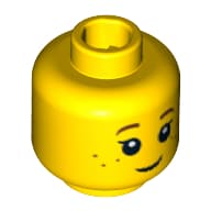 Minifig Head Grandma Visitor, Eyelashes, Brown Eyebrows, Freckles Print [Blocked Open Stud]